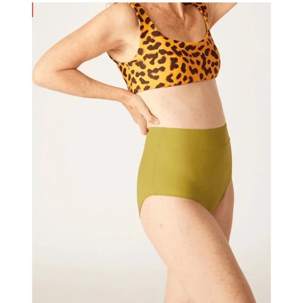 Modibodi Swimwear Reversible Crop Top and Hi-Waist Bikini Brief Light-Moderate S